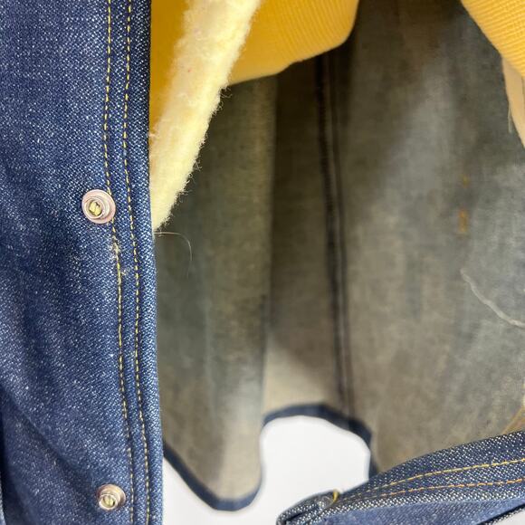 Vintage Key Imperial Wool Lined Denim Winter Heavy Coat Buttoned Men's XL - Picture 5 of 11